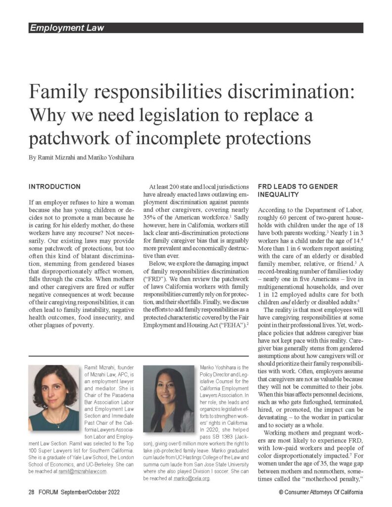 Cover page of family responsibilities article