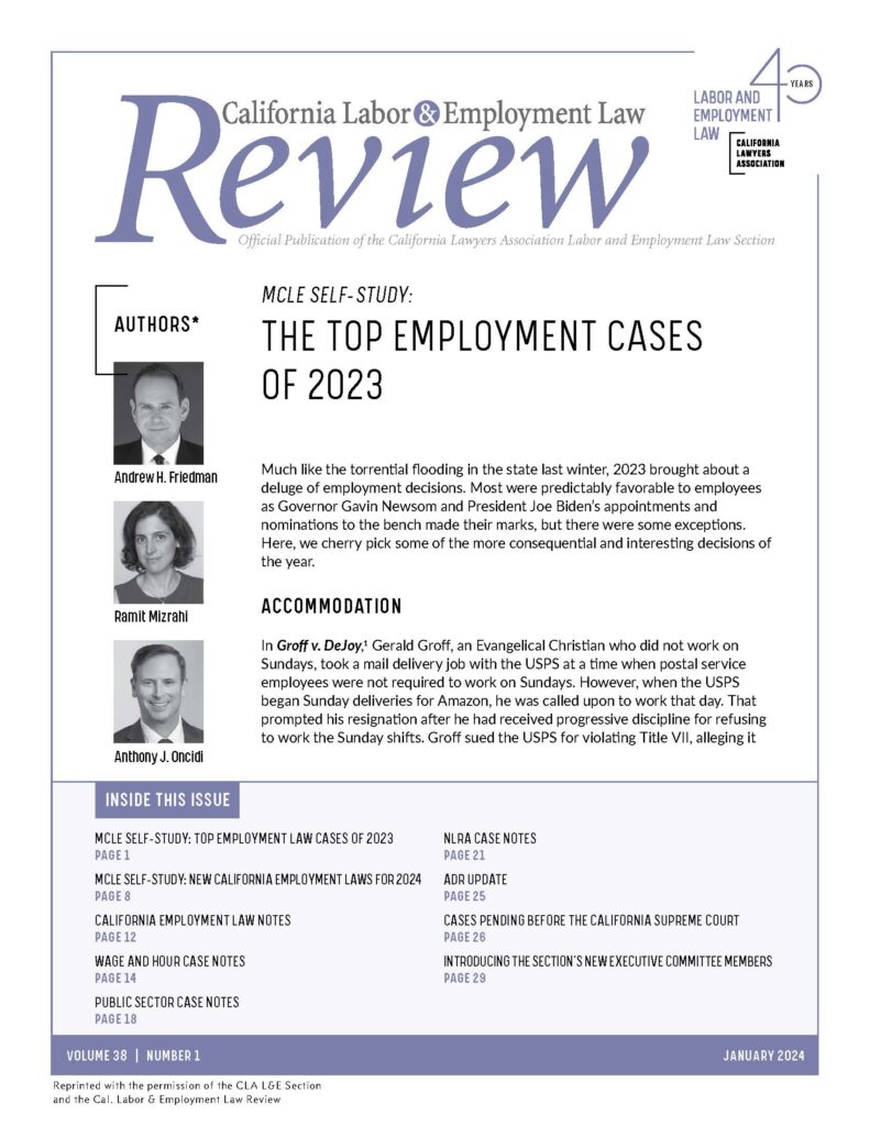 Top Employment Cases of 2023 Article Cover Page