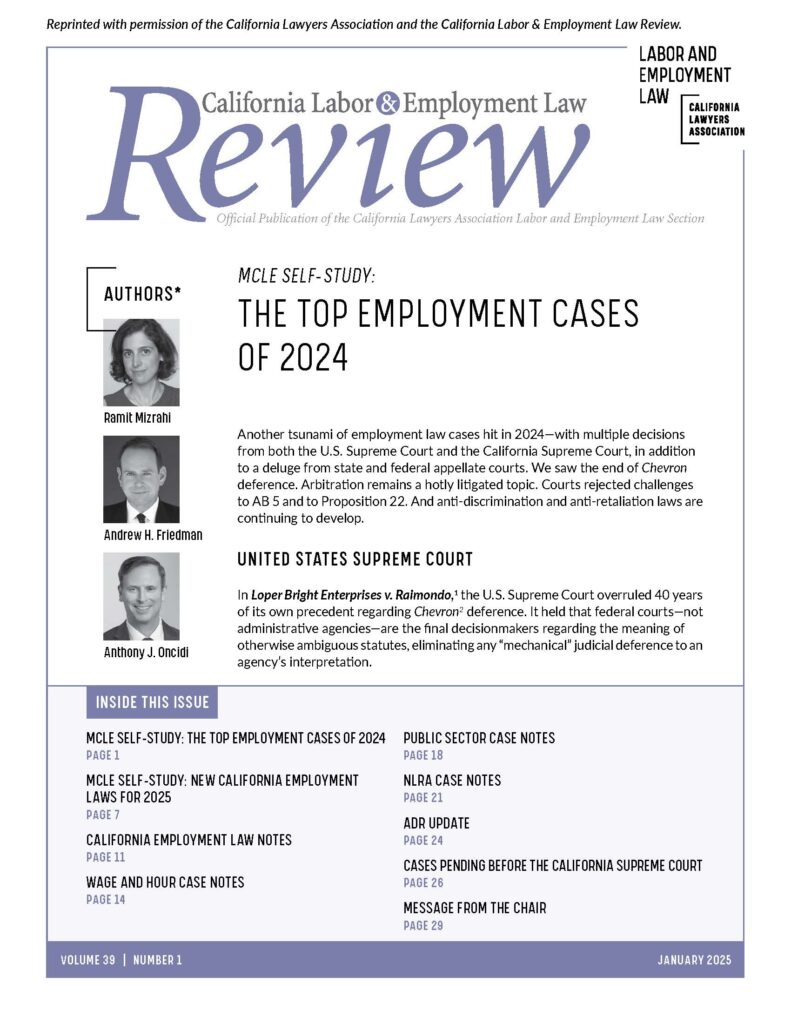 Top Employment Cases of 2024 Article Cover Page